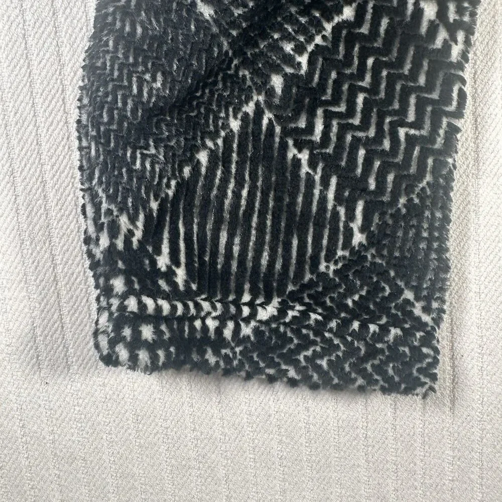 TALBOTS Black White Diamond Patterned Half Zip Pullover Fleece Sweatshirt XL NWT
